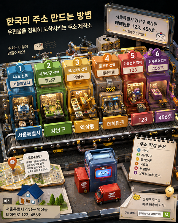 한국의 주소 만드는 방법